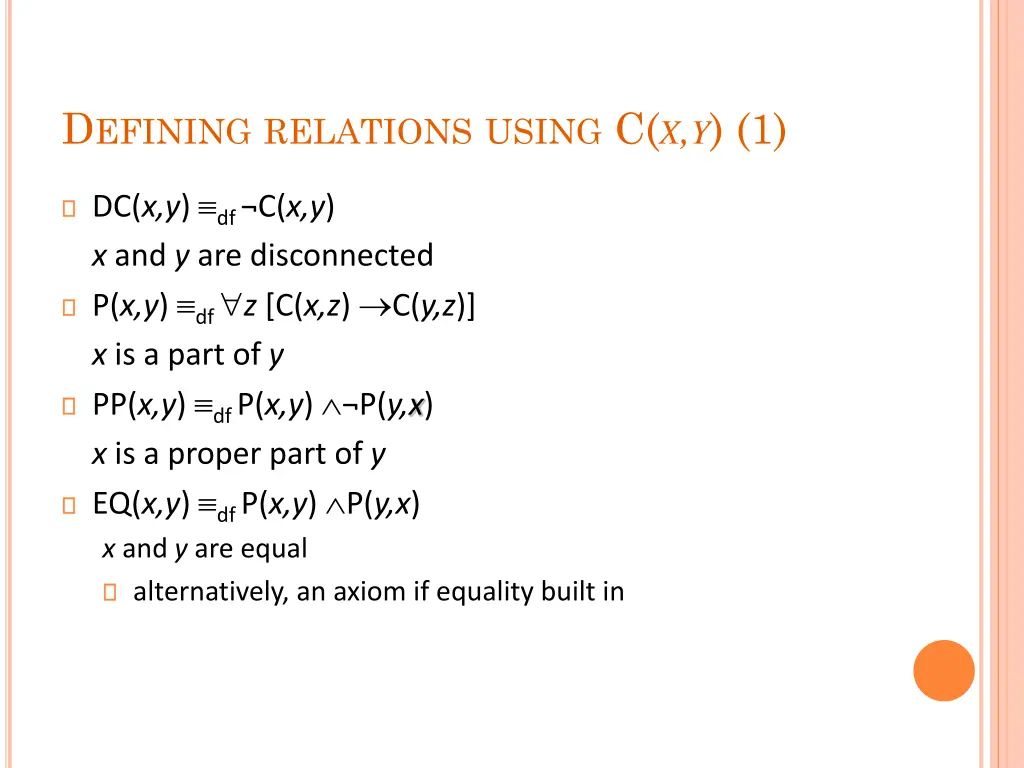 d efining relations using c x y 1