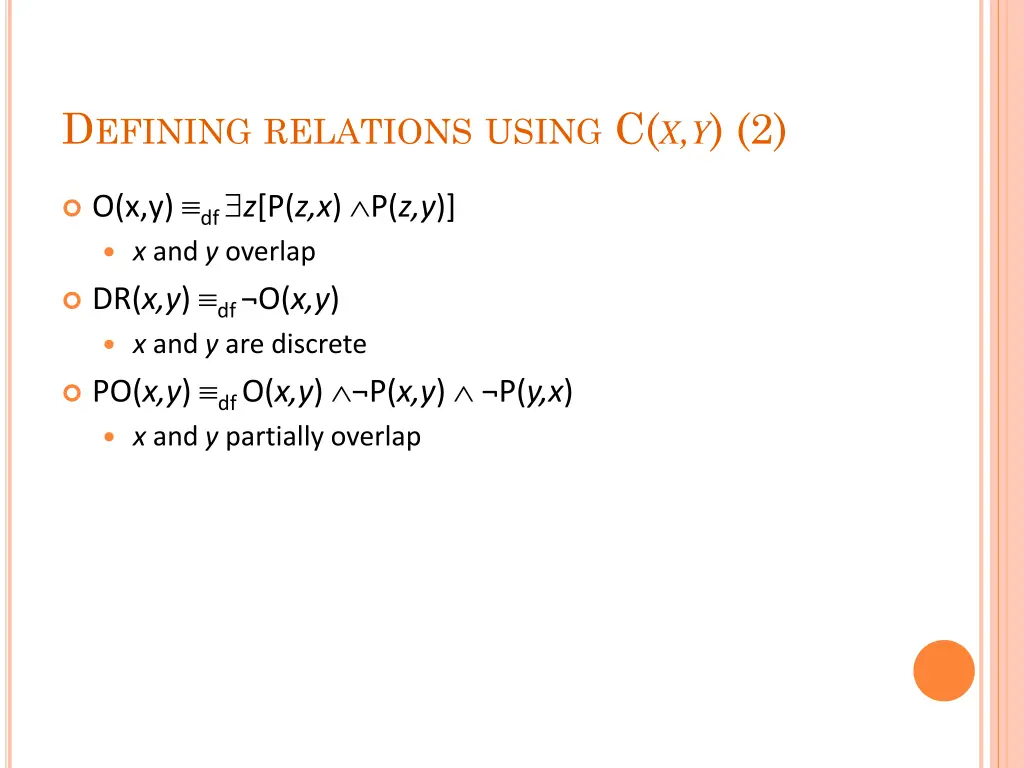 d efining relations using c x y 2