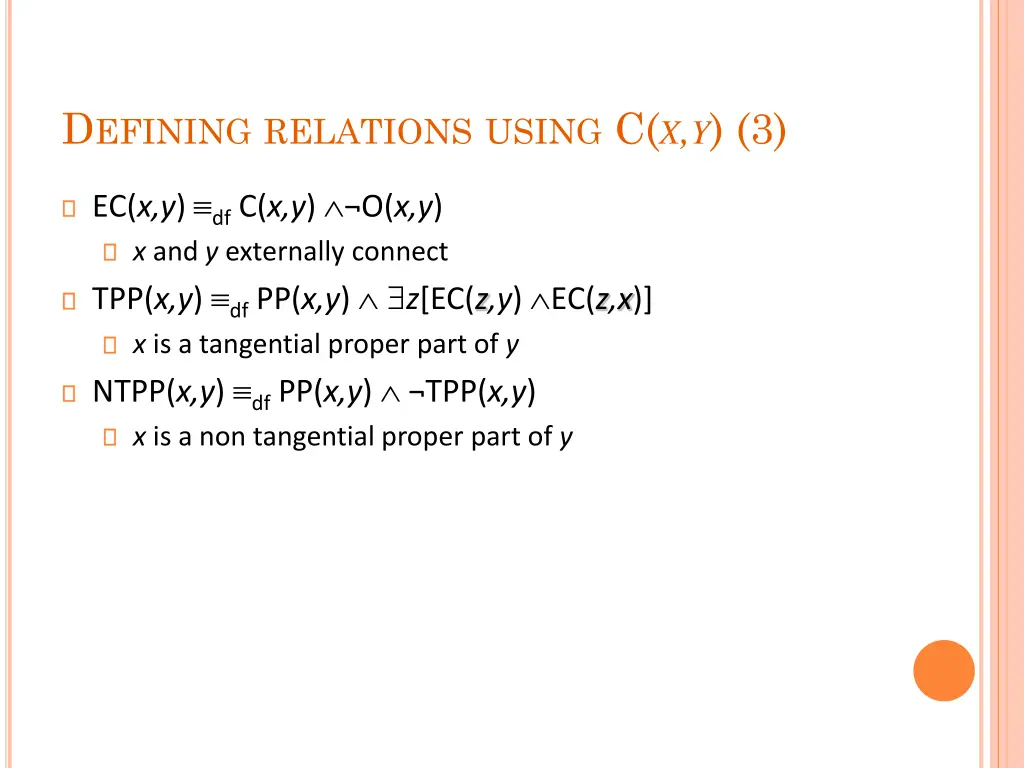 d efining relations using c x y 3