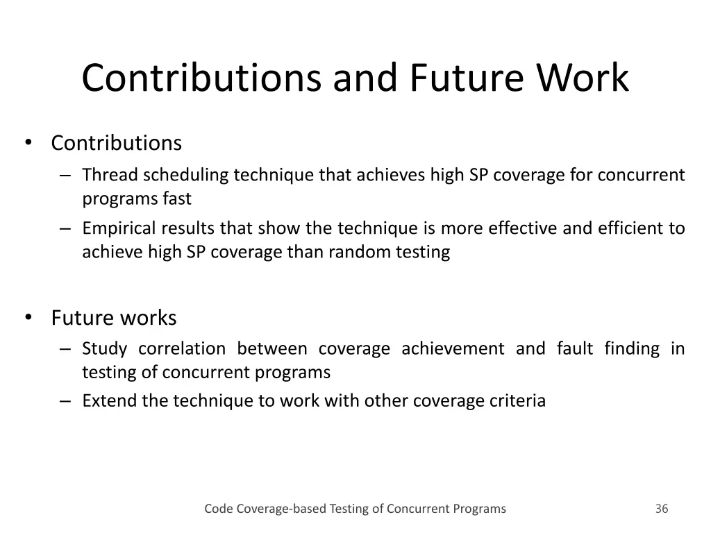 contributions and future work