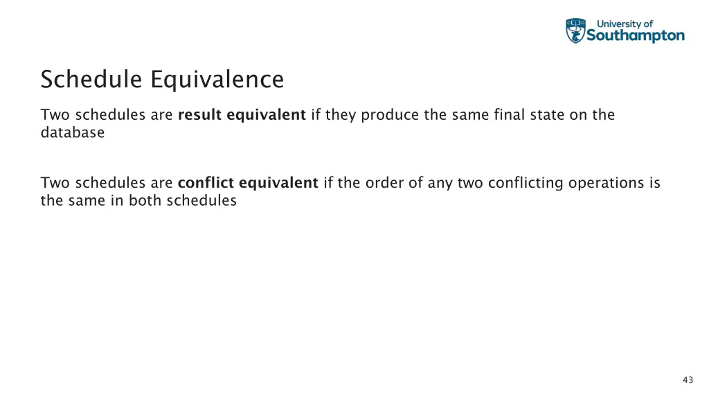 schedule equivalence