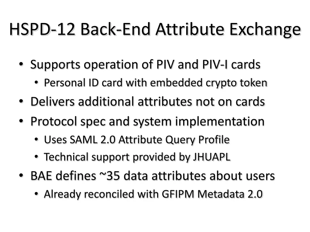 hspd 12 back end attribute exchange