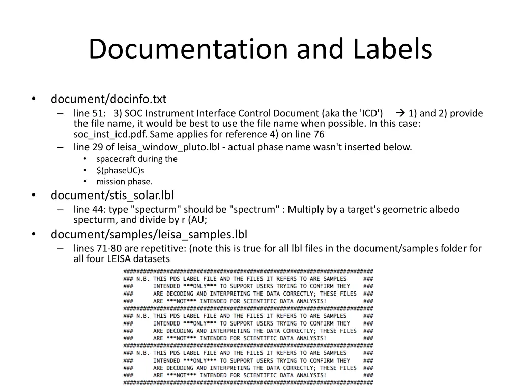 documentation and labels 1