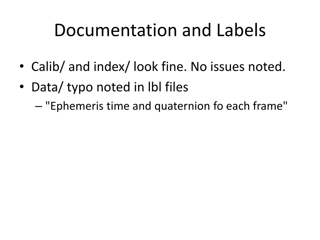 documentation and labels 2