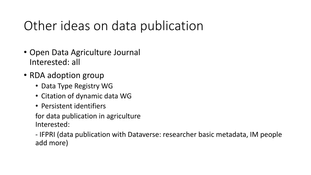 other ideas on data publication