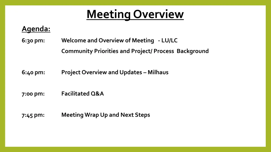 meeting overview