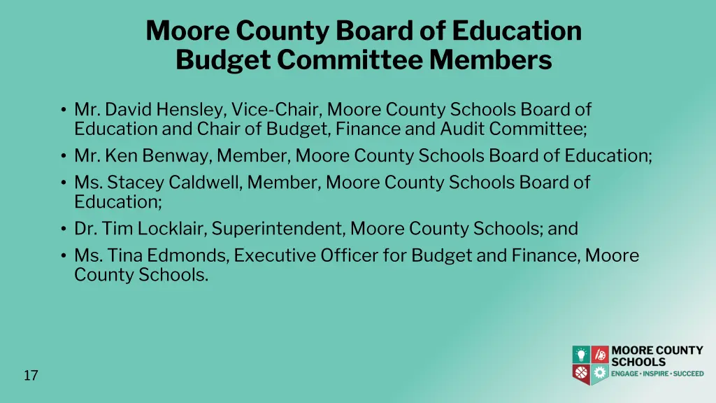 moore county board of education budget committee