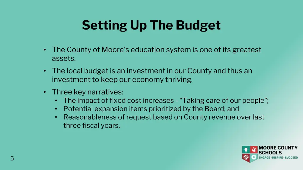 setting up the budget