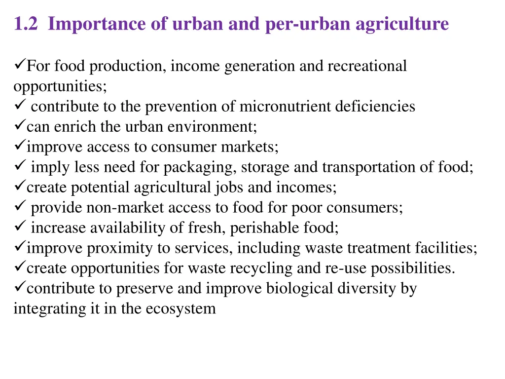 1 2 importance of urban and per urban agriculture