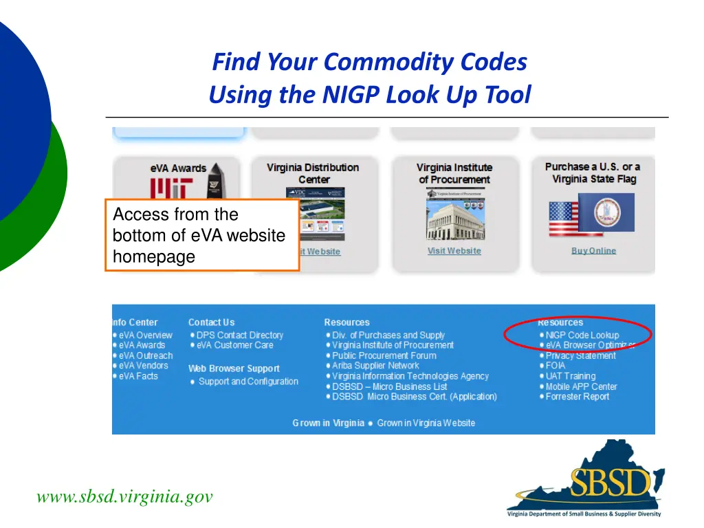 find your commodity codes using the nigp look
