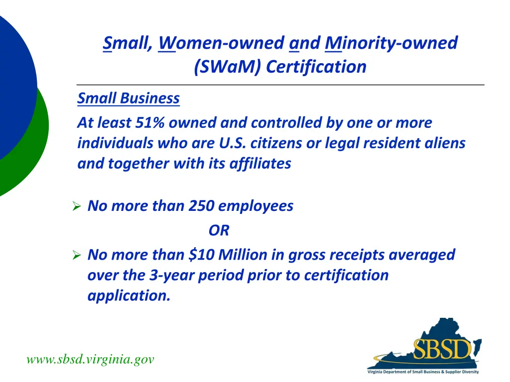 small women owned and minority owned swam