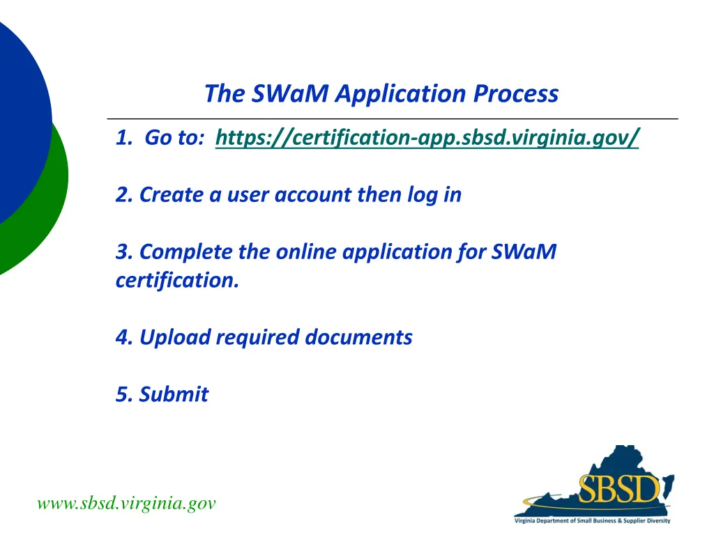 the swam application process