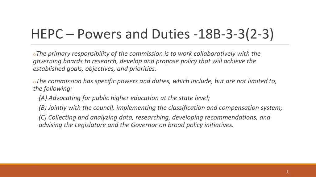 hepc powers and duties 18b 3 3 2 3
