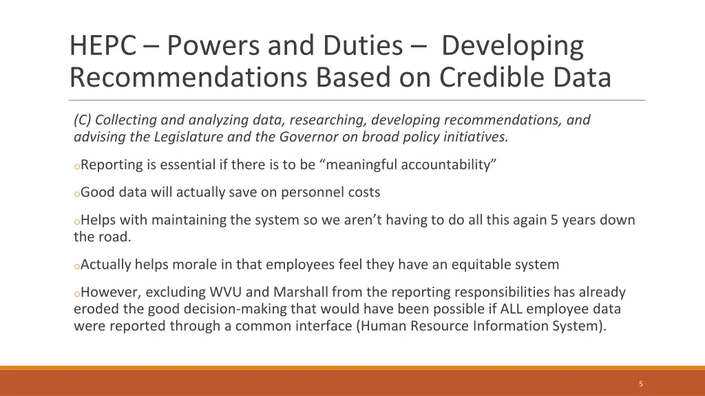 hepc powers and duties developing recommendations