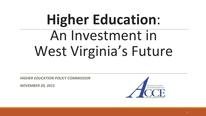 higher education an investment in west virginia