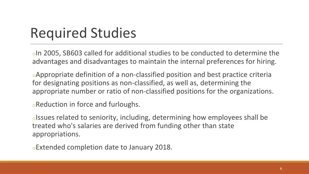 required studies
