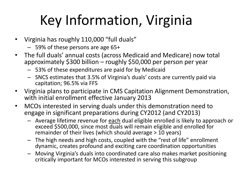 key information virginia