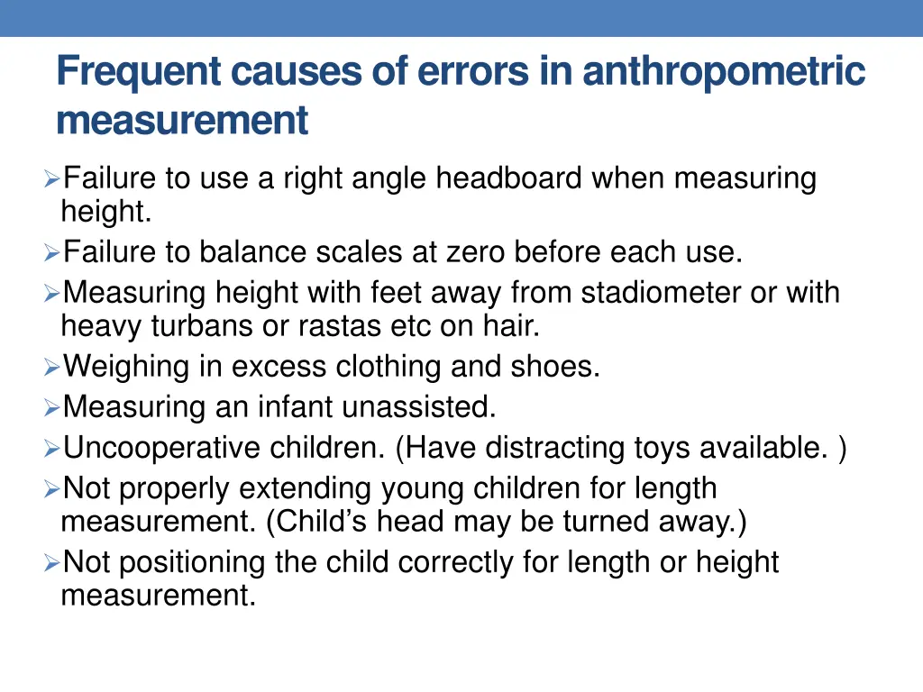 frequent causes of errors in anthropometric