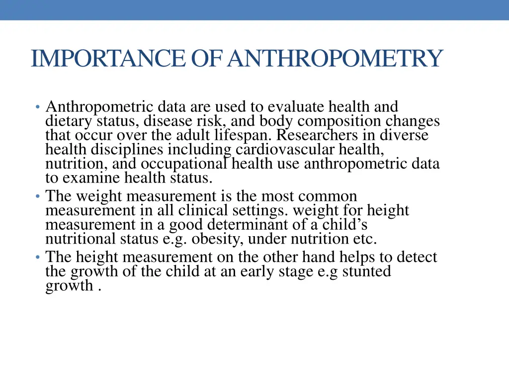 importance of anthropometry