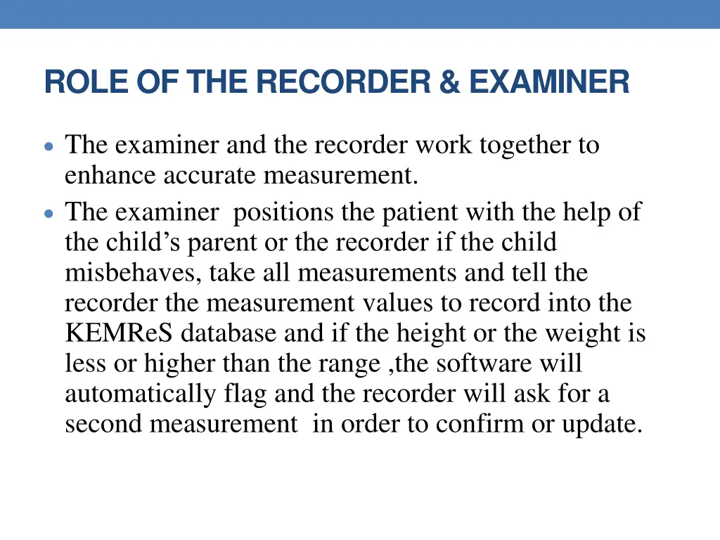 role of the recorder examiner