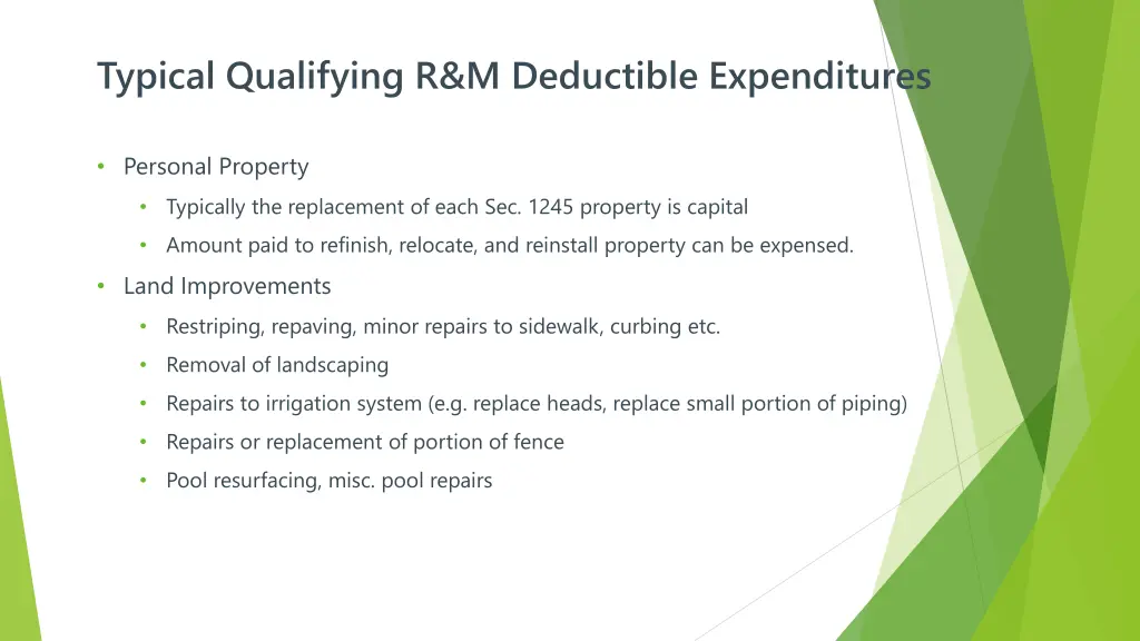 typical qualifying r m deductible expenditures 1
