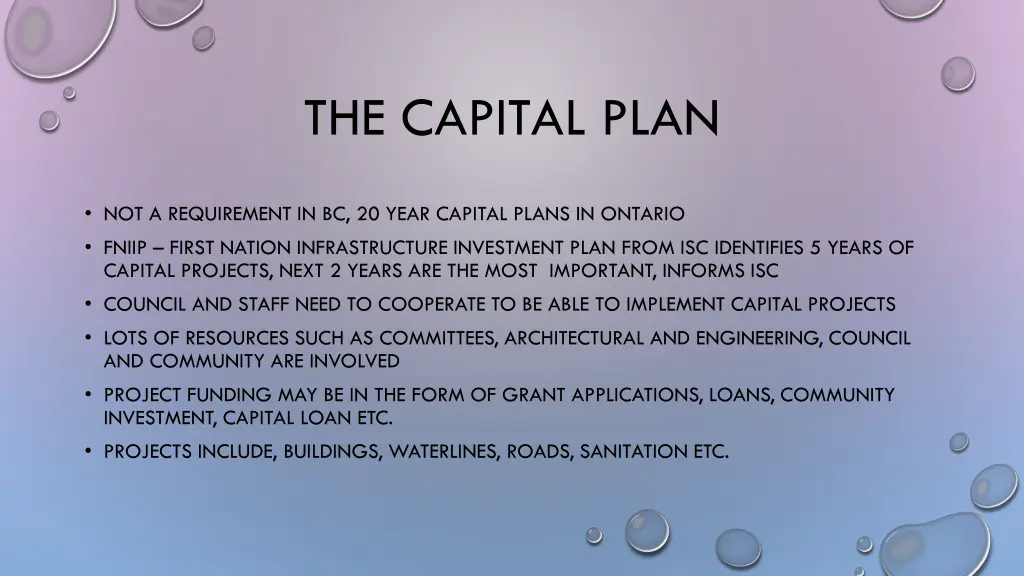 the capital plan