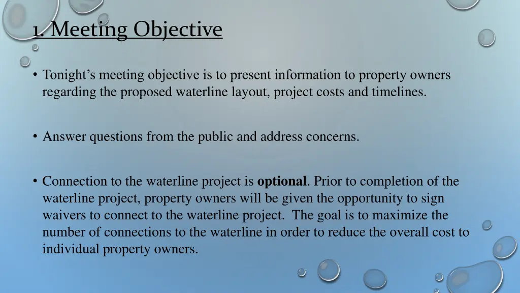 1 meeting objective