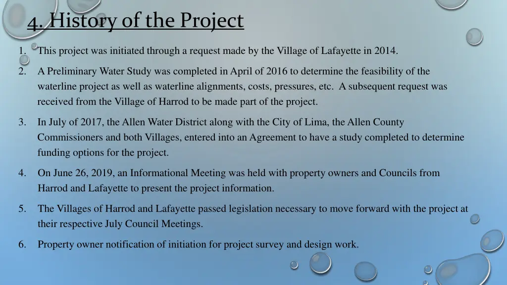 4 history of the project