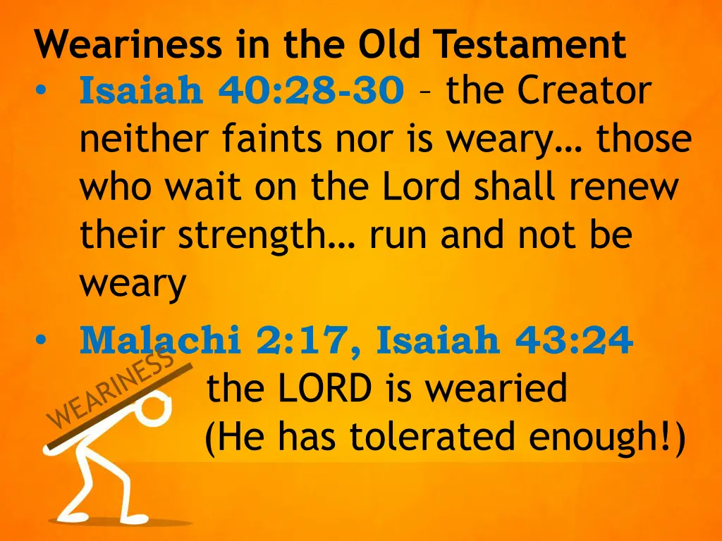 weariness in the old testament 1