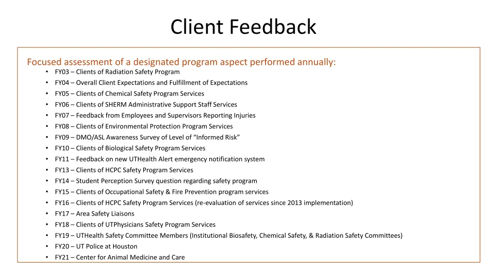 client feedback