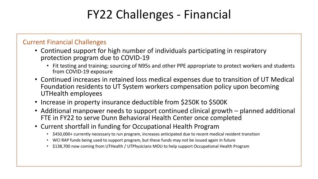fy22 challenges financial