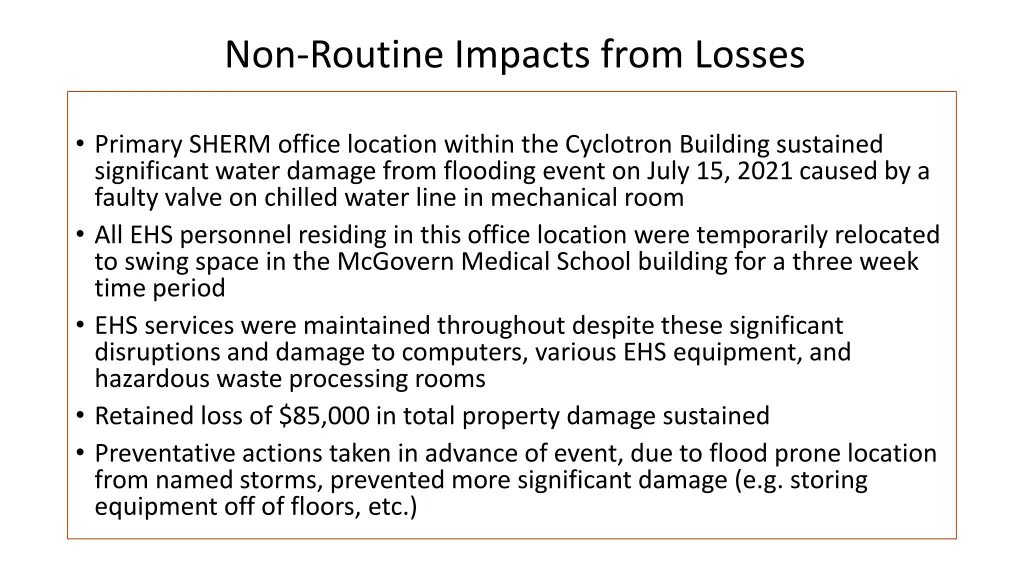 non routine impacts from losses 1