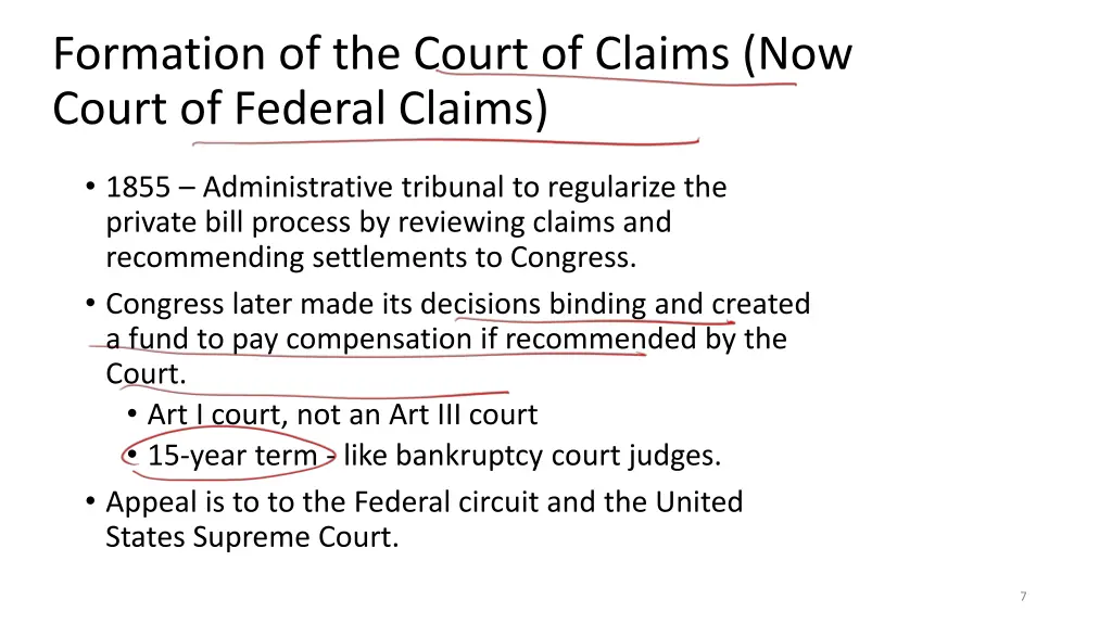 formation of the court of claims now court
