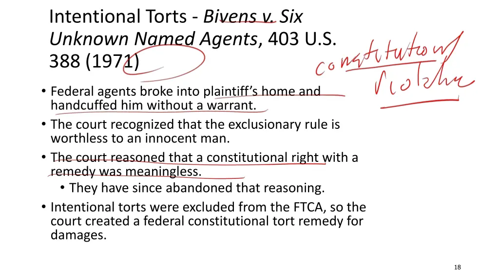 intentional torts bivens v six unknown named
