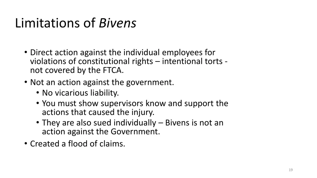 limitations of bivens