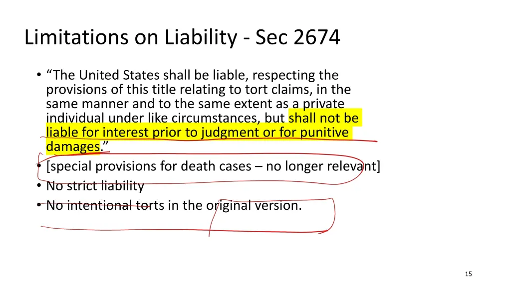 limitations on liability sec 2674