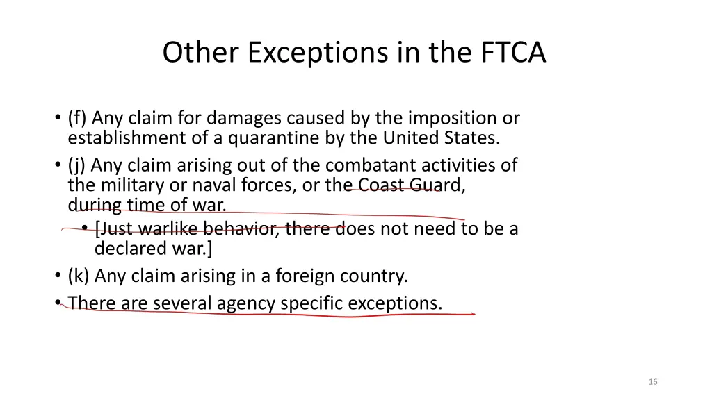 other exceptions in the ftca