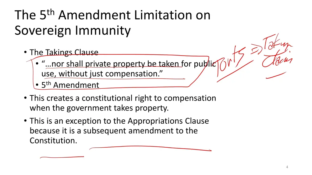 the 5 th amendment limitation on sovereign