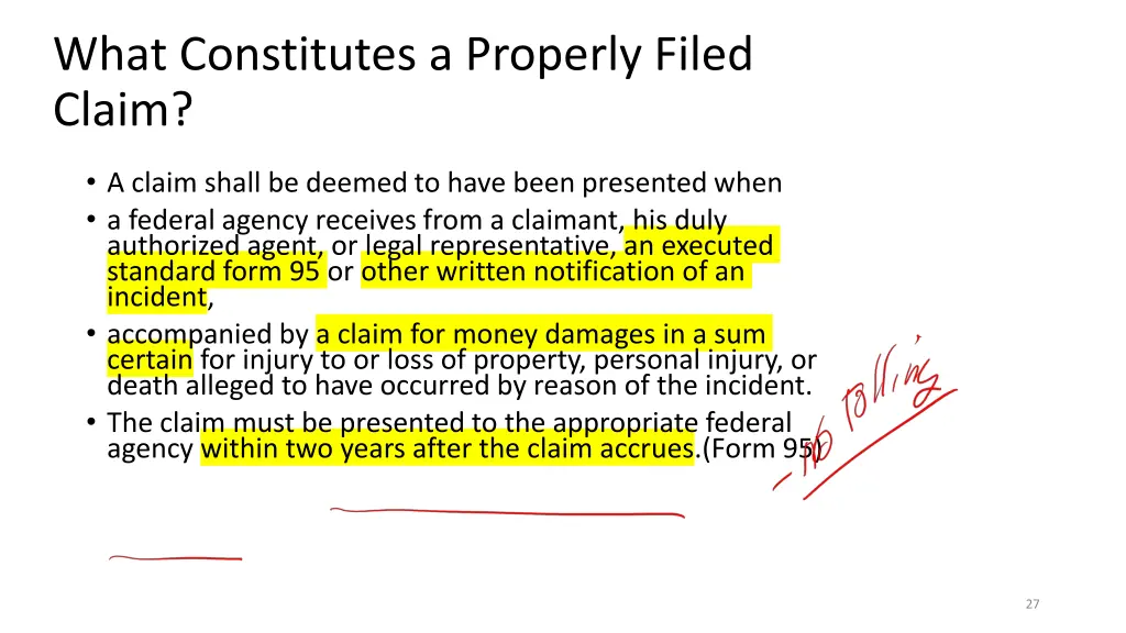 what constitutes a properly filed claim