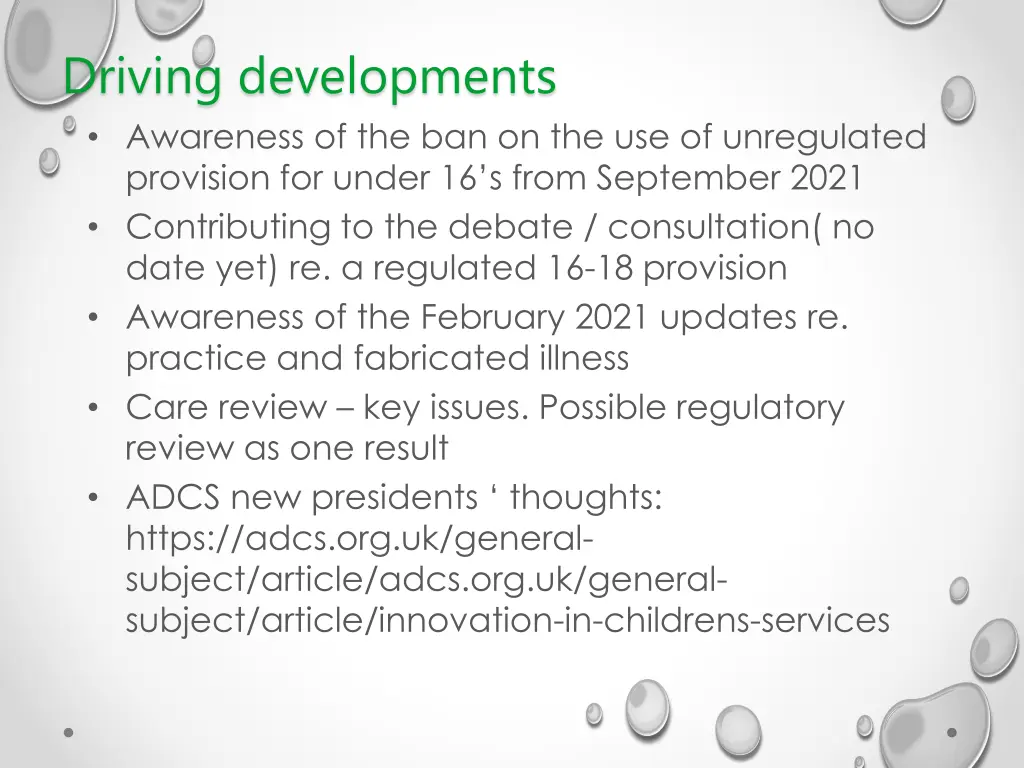 driving developments awareness