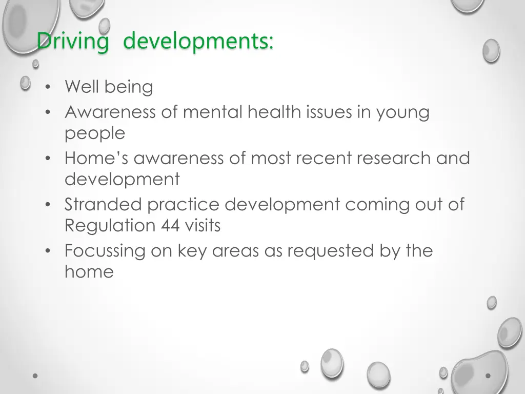 driving developments