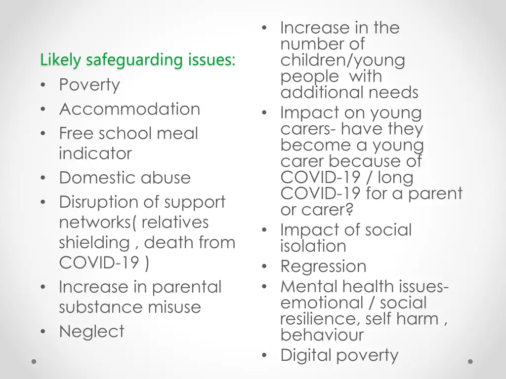 increase in the number of children young people