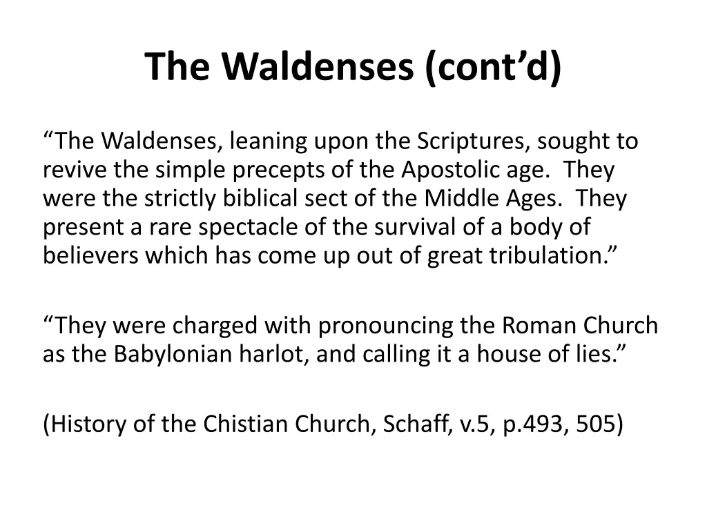 the waldenses cont d
