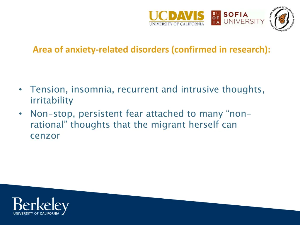 area of anxiety related disorders confirmed