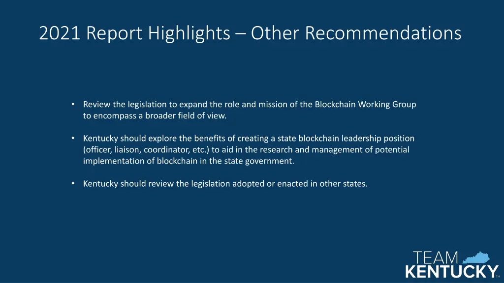 2021 report highlights other recommendations