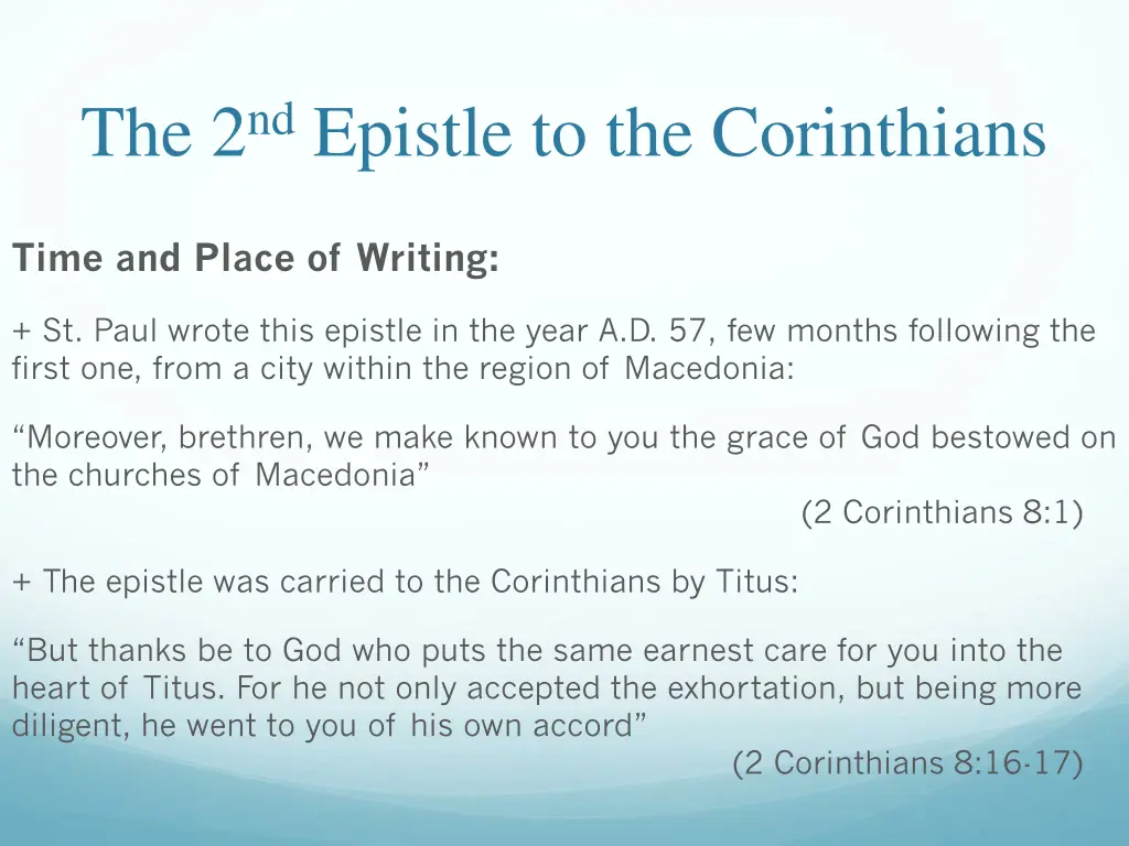 the 2 nd epistle to the corinthians