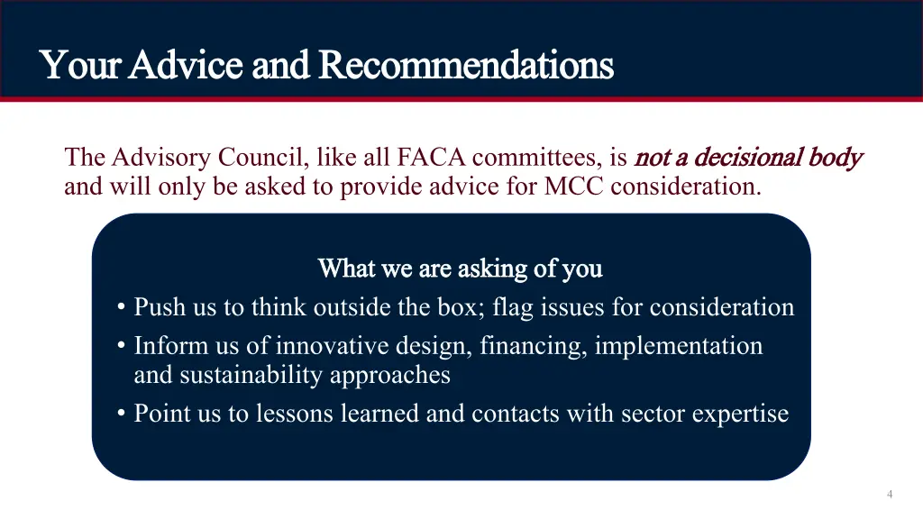 your advice and recommendations your advice