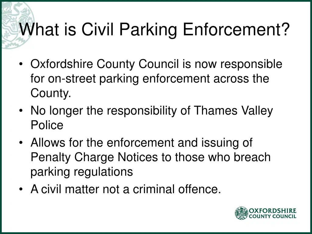 what is civil parking enforcement