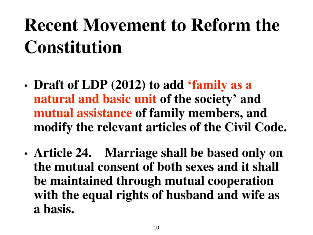 recent movement to reform the constitution