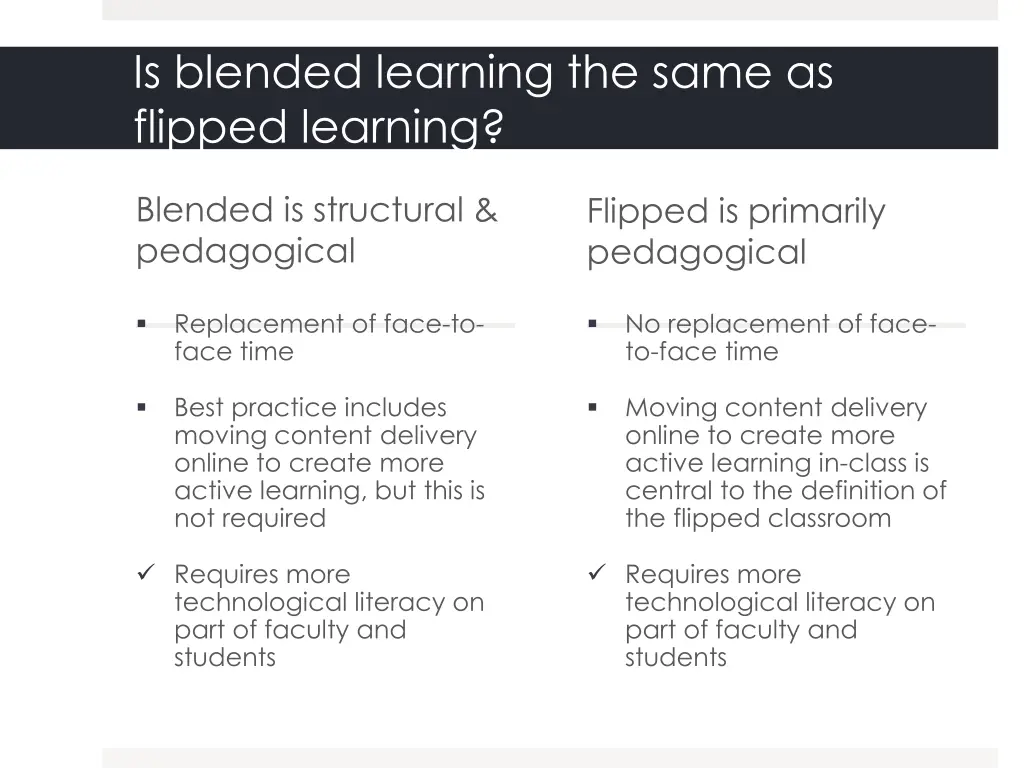 is blended learning the same as flipped learning